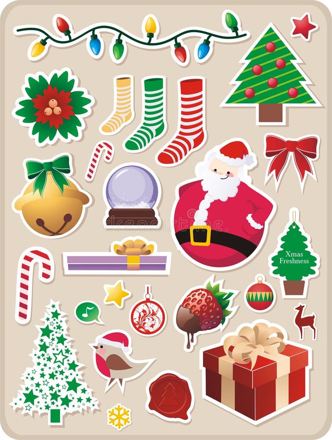 Etiquetas engomadas de la Navidad stock de ilustración Etiquetas engomadas de la Navidad stock de ilustración