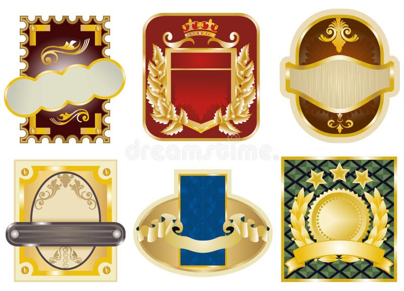 Etiquetas quadro ouro ilustração stock Etiquetas quadro ouro ilustração stock