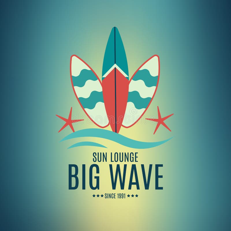 Etiquetas surfando do estilo retro do vetor, logotipos ilustração royalty free Etiquetas surfando do estilo retro do vetor, logotipos ilustração royalty free