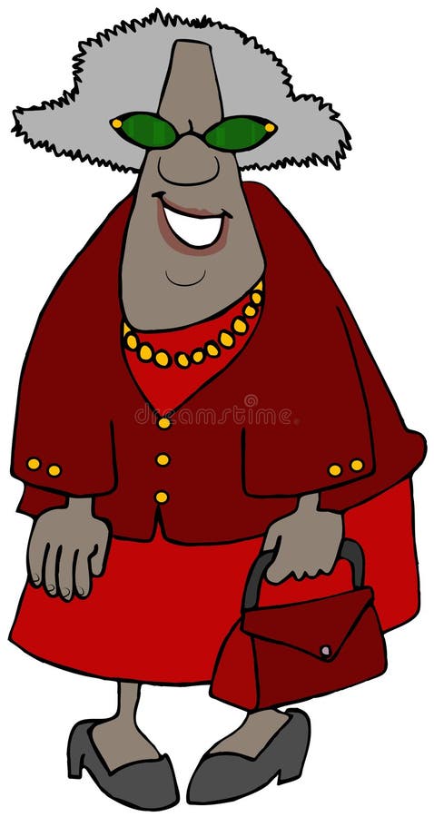 Etniczna babcia wszystko ubierająca w czerwieni ilustracji Etniczna babcia wszystko ubierająca w czerwieni ilustracji