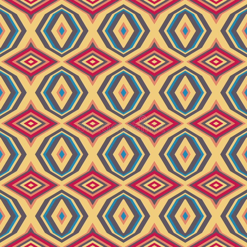 Etniczny geometryczny wzór w powtórce Tkanina druk Bezszwowy tło, mozaika ornament, retro styl ilustracja wektor Etniczny geometryczny wzór w powtórce Tkanina druk Bezszwowy tło, mozaika ornament, retro styl ilustracja wektor