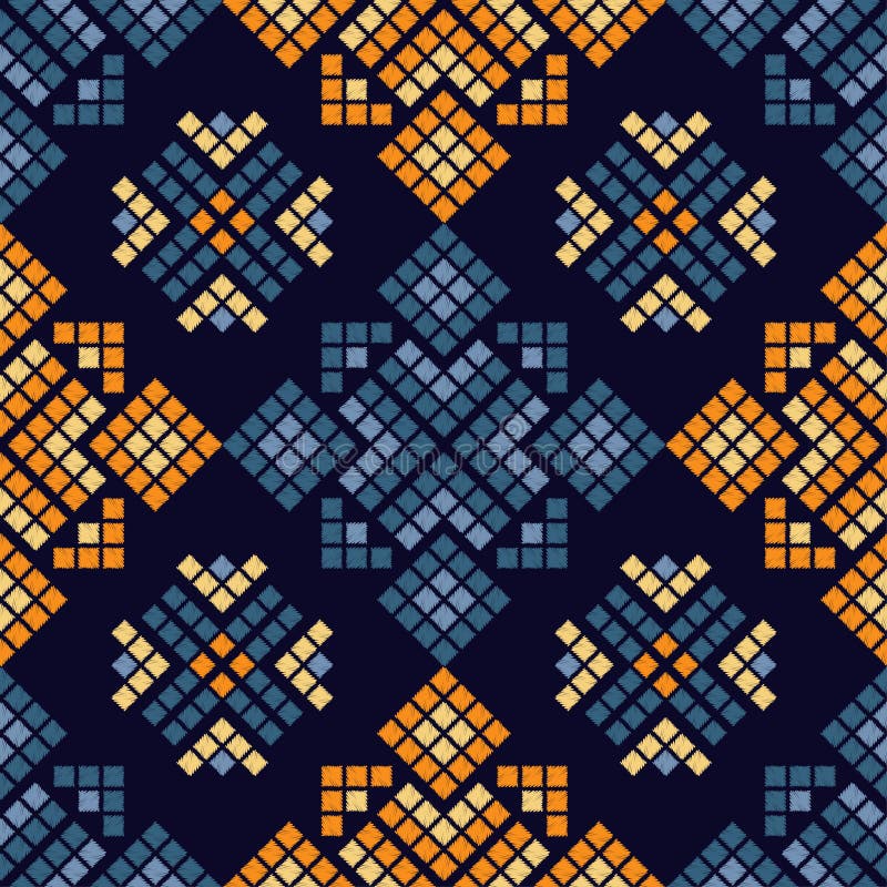 Etnisch boho naadloos patroon Traditioneel ornament Geometrische Achtergrond Stammen patroon Klein ornament met vierkanten stock illustratie Etnisch boho naadloos patroon Traditioneel ornament Geometrische Achtergrond Stammen patroon Klein ornament met vierkanten stock illustratie