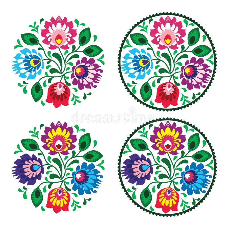 Etnisch rond borduurwerk met bloemen - traditioneel uitstekend patroon van Polen royalty-vrije illustratie Etnisch rond borduurwerk met bloemen - traditioneel uitstekend patroon van Polen royalty-vrije illustratie