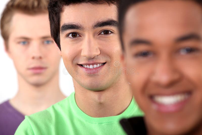 Ethnically diverse group of young men. Ethnically diverse group of young men