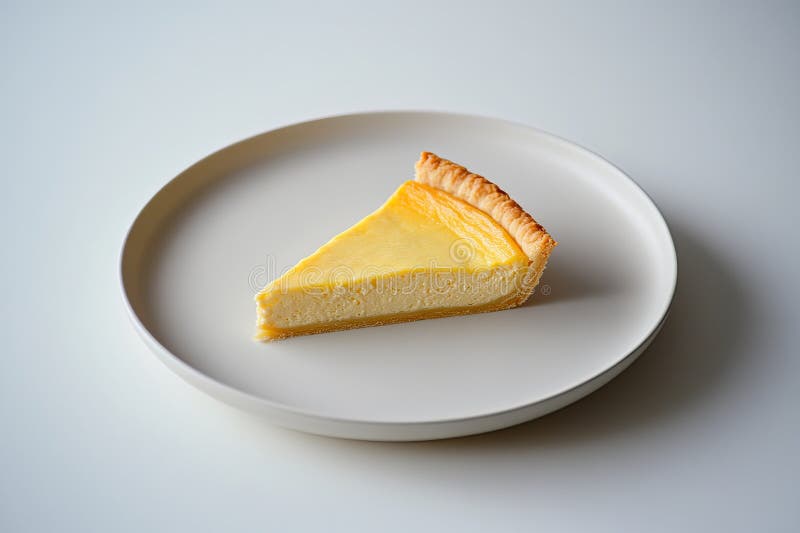 Ett enda veck av quiche på en minimalistisk platta med ljusbakgrund fotografering för bildbyråer