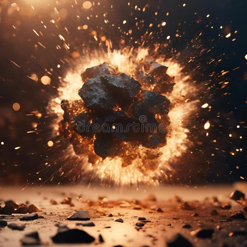 Ett klippt objekt exploderar när det bryter sig över sten och skräp royaltyfri illustrationer