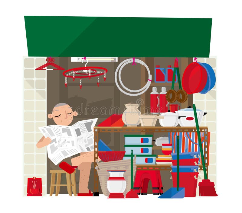 Ett litet bohaglager i Hong Kong vektor illustrationer