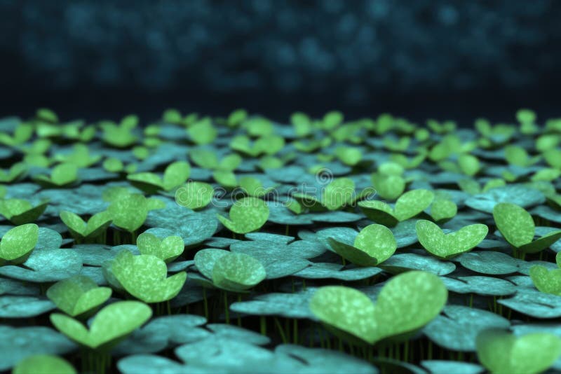 Ett lush Field of Vibrant Green Foliage : Detaljerad avslutning royaltyfri illustrationer
