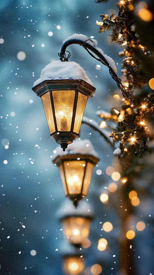 Ett magiskt snöfall som belyser ett mousserande jultomte. royaltyfri illustrationer