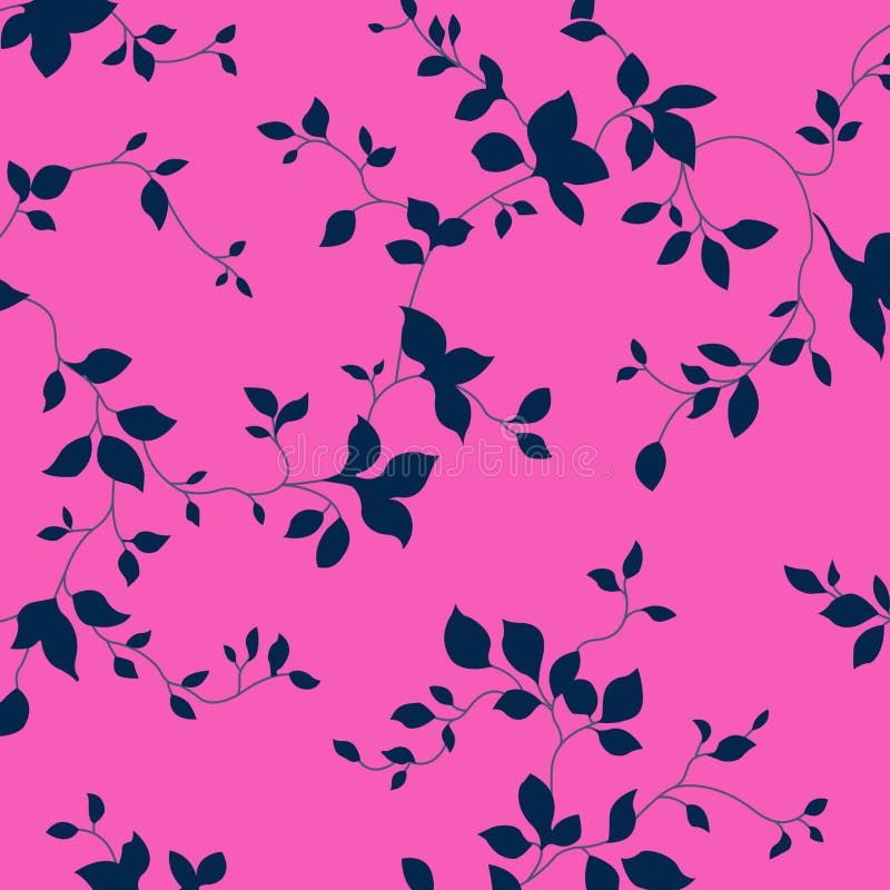 Ett minimalistiskt rosa och svart lövmönster på mjuk bakgrund vektor illustrationer