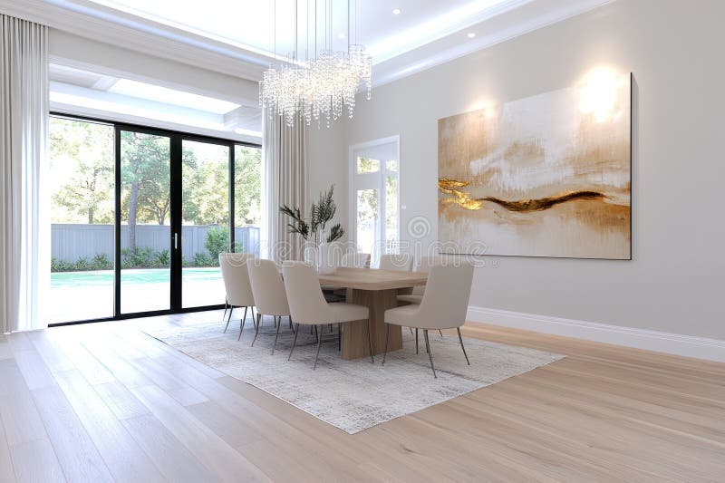 Ett modernt och elegant matrum i 3d-rendering royaltyfri illustrationer