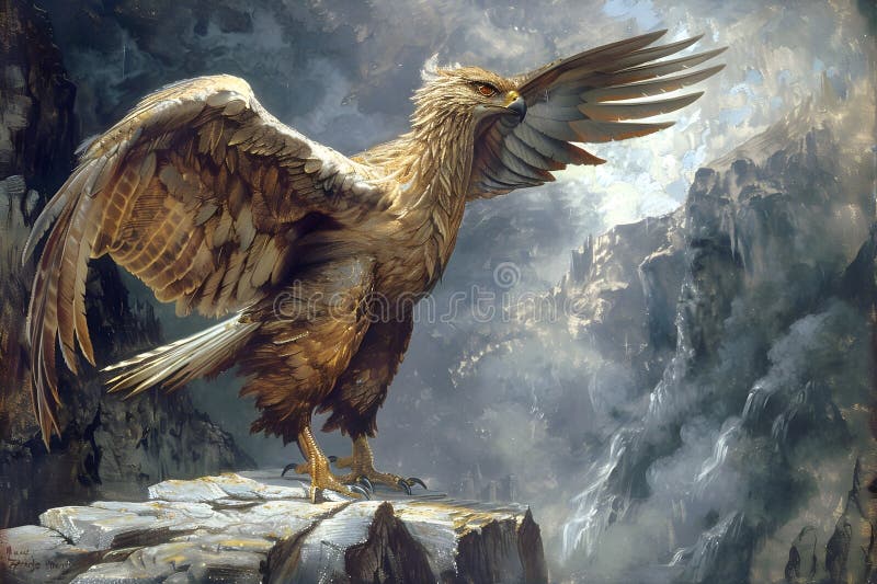 Ett mystiskt griffin som genomsyras av en kragisk klippa vektor illustrationer