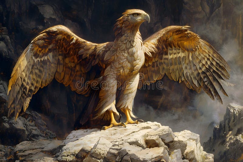 Ett mystiskt griffin som genomsyras av en kragisk klippa vektor illustrationer