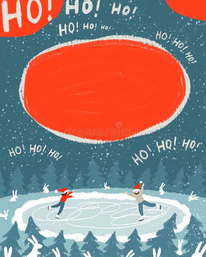 Ett par av vänskridskor på natten i träna på isen stock illustrationer Ett par av vänskridskor på natten i träna på isen stock illustrationer