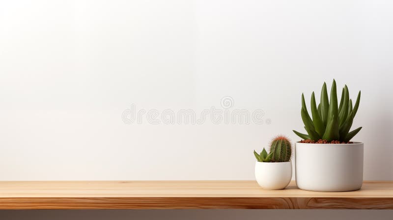 Ett par kaktuplantor placerade ovanpå en hänghylla stock illustrationer