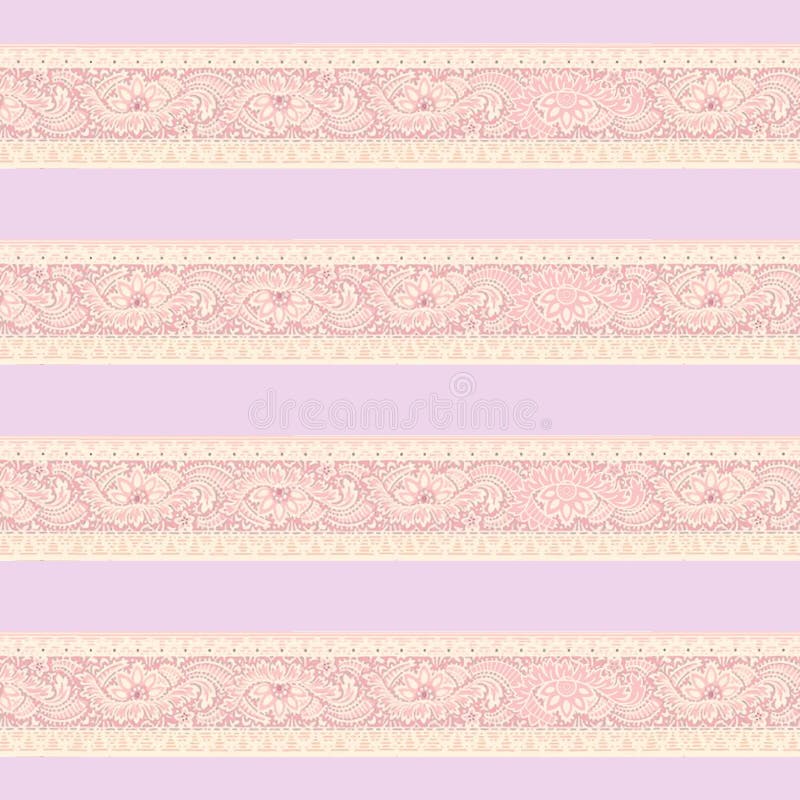Ett rosa och vitt, strimlat skrivbordsunderlägg med flordesign royaltyfri illustrationer