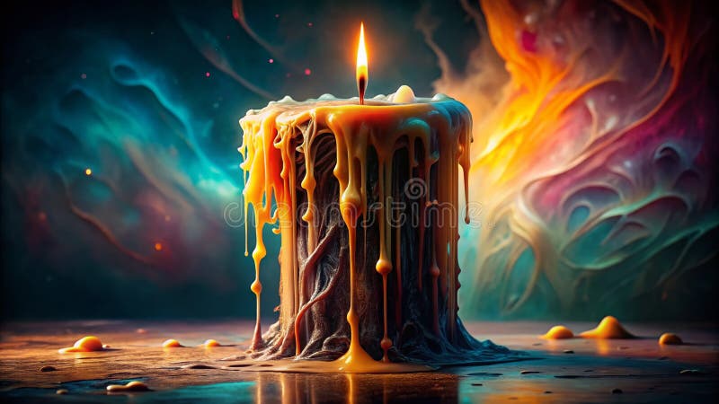 Surrealistiskt drömlandskap med smälta ljus, mystiskt spel mellan ljus och skugga i ett drömlikt stilleben stock illustrationer