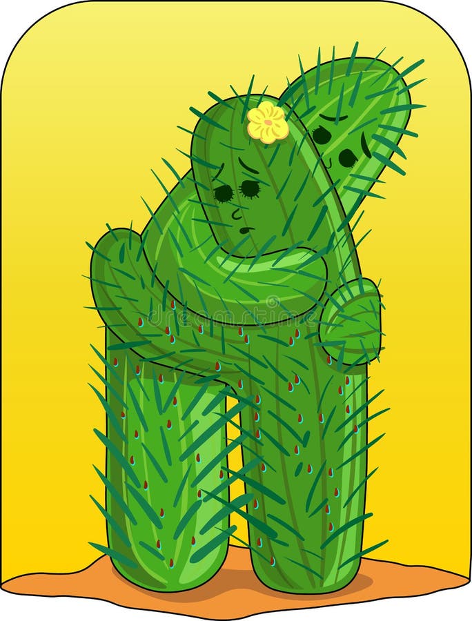 Ett sorgligt par kaktuarier gråter kraggar stock illustrationer