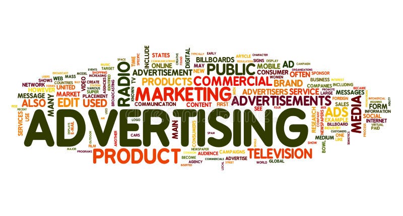 Advertising word concept in tag cloud on white background. Advertising word concept in tag cloud on white background