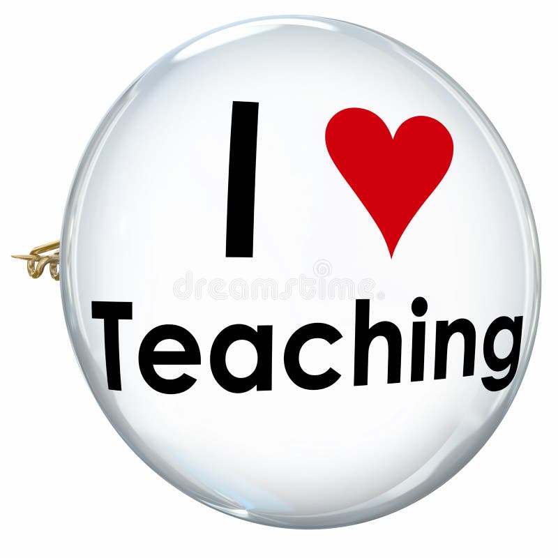 Eu amo ensinar o botão Pin Proud Teacher School Education do coração ilustração do vetor Eu amo ensinar o botão Pin Proud Teacher School Education do coração ilustração do vetor
