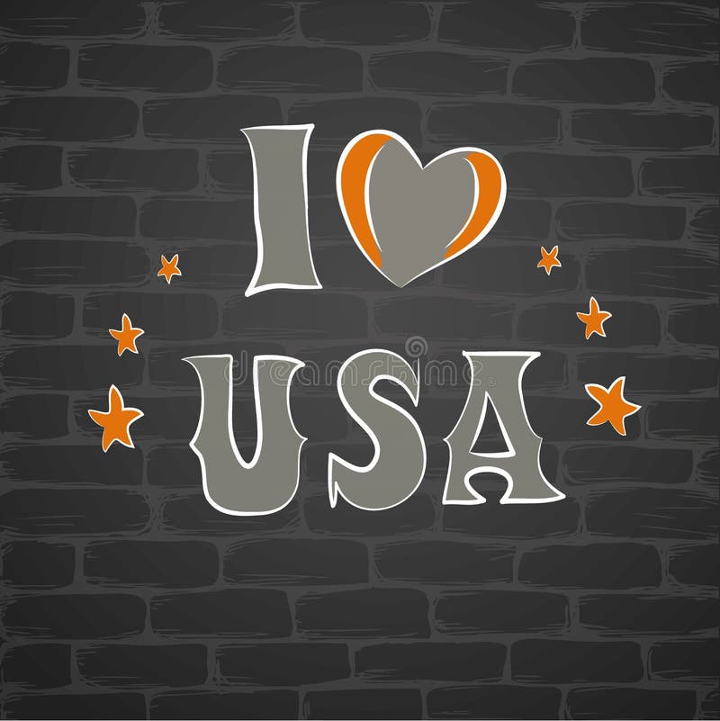 Eu amo os Estados Unidos da América, uma inscrição em um wa do tijolo ilustração royalty free Eu amo os Estados Unidos da América, uma inscrição em um wa do tijolo ilustração royalty free