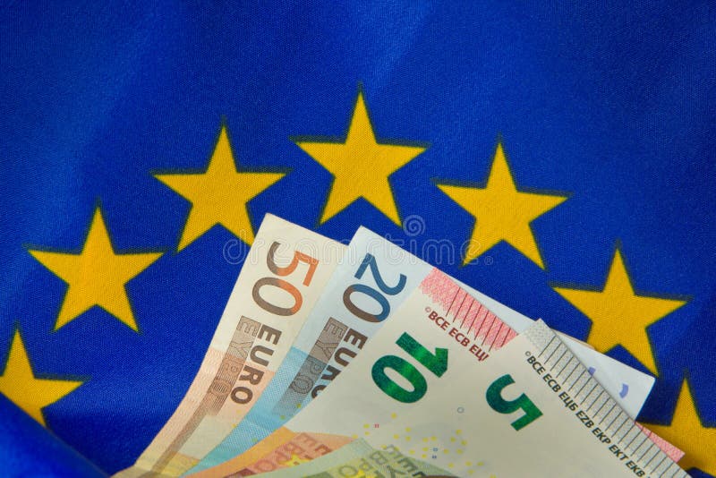 EU flag and Euro bank notes