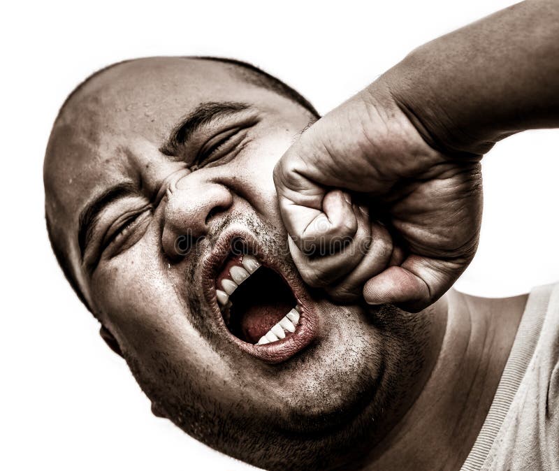 Eu homem da cabeça calva obtive o perfurador na cara no fundo isolado imagem de stock royalty free Eu homem da cabeça calva obtive o perfurador na cara no fundo isolado imagem de stock royalty free
