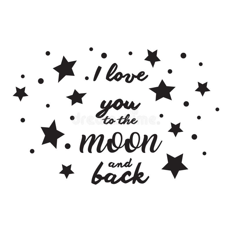Eu te amo à lua e ao clipart traseiro das citações das estrelas do vetor