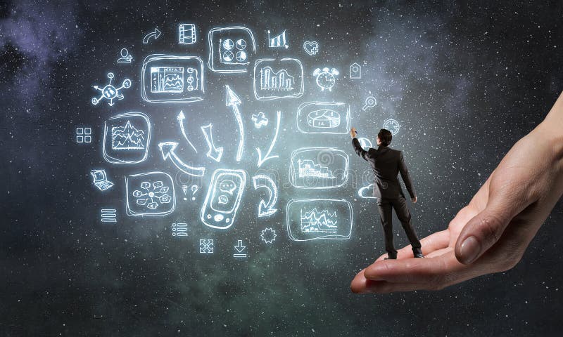 Eu tenho um grande plano Meios mistos imagens de stock royalty free