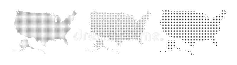 Eua abstrato ou estados unidos do mapa da américa com design moderno do ponto pixel spot isolado no vetor de fundo branco