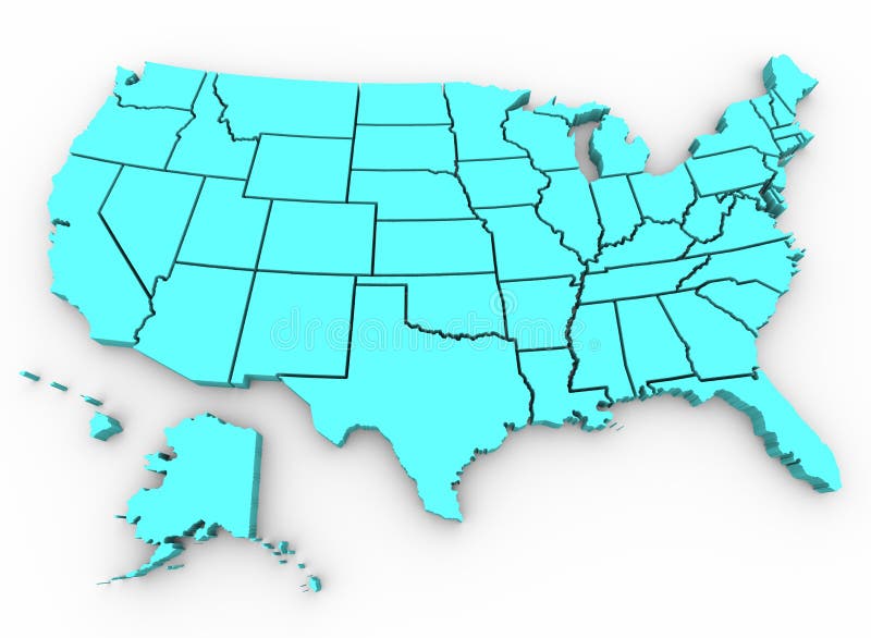 EUA mapa - Estados Unidos 3D rendem