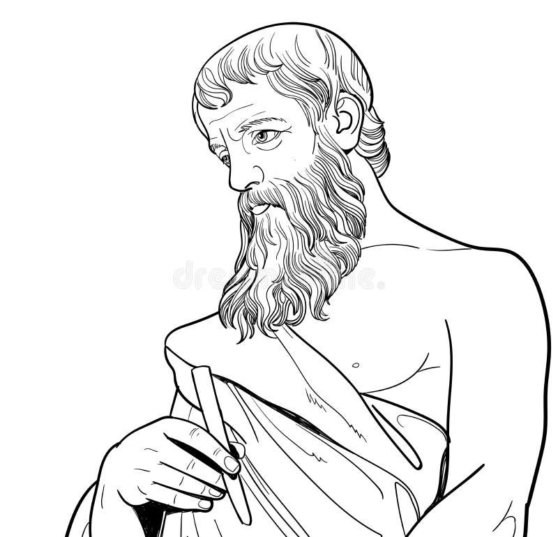 Pythagoras-Linie Art-Portrait-Vektor Vektor Abbildung - Illustration
