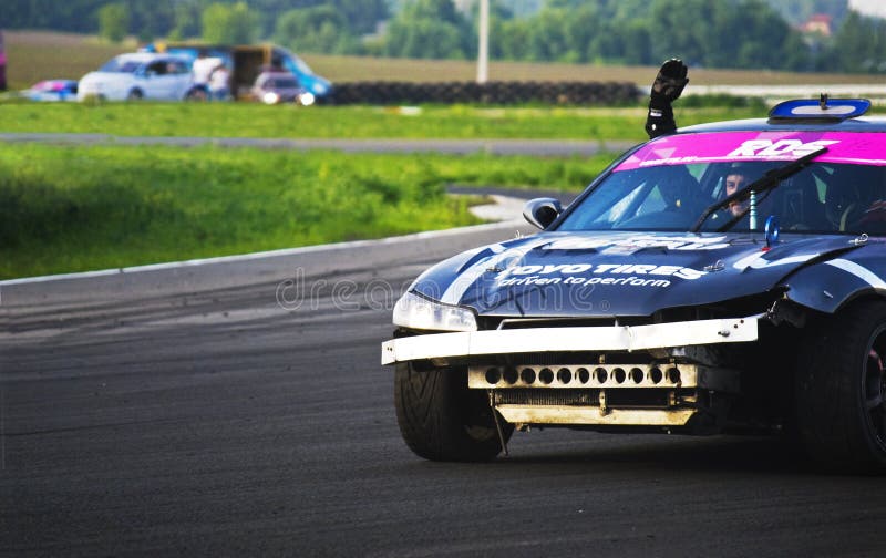 Eugene Ruzheynikov - silver medalist of the Russian Drift series stock photos Eugene Ruzheynikov - silver medalist of the Russian Drift series stock photos