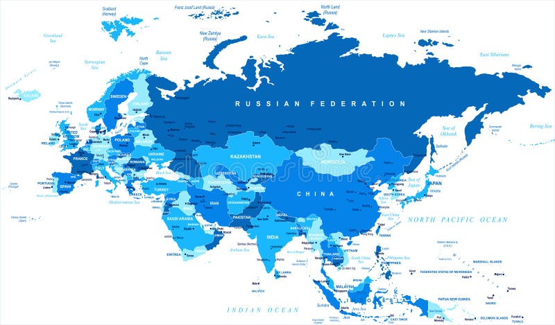 Eurasia - Map - Illustration. Stock Vector - Illustration of lanka ...