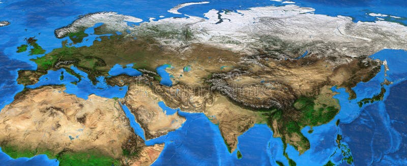 Eurasia - Wysoka rozdzielczość mapa Europa i Azja