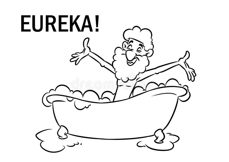 Eureka archimedes greek bathroom water physics cartoon. 