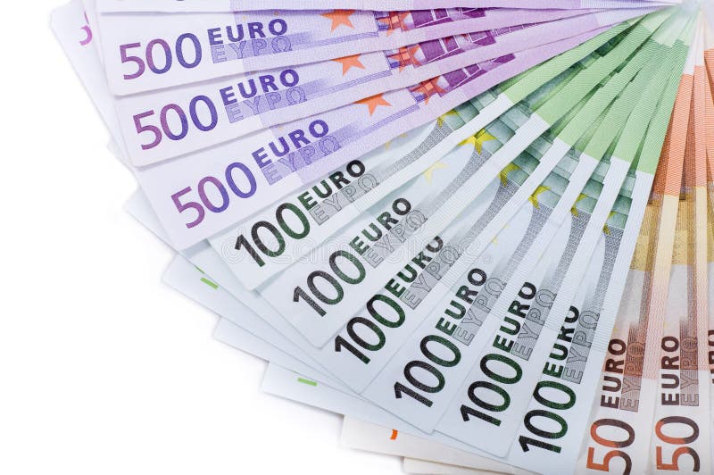 Euro banknotes money European currency including 50, 100 and 500 euros