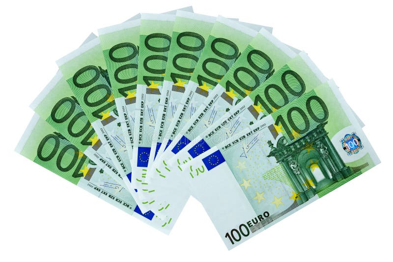 Euro banconote del fan 100 isolate