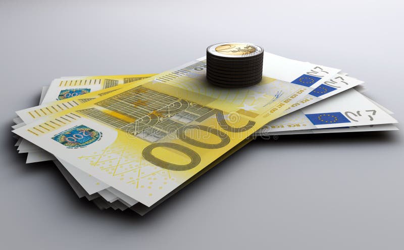 Euro banknotes and coins