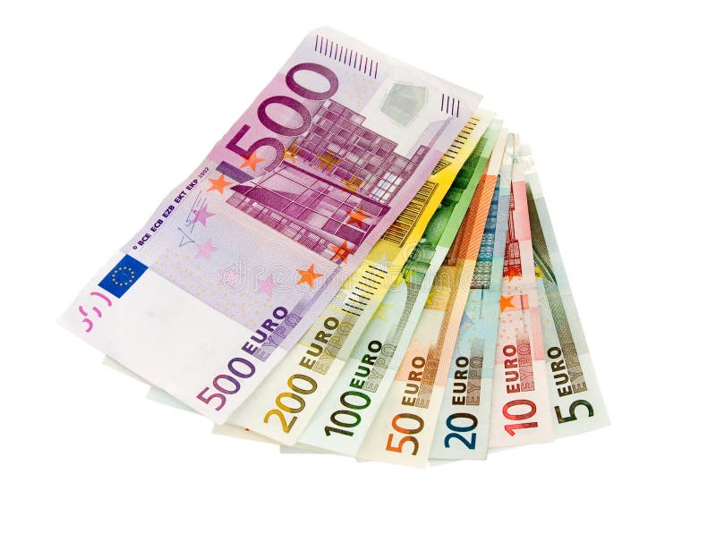 Euro banknotes from five up to five hundred