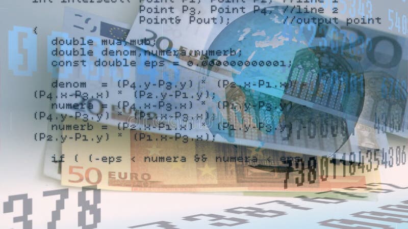 Euro bills and interface codes royalty free illustration