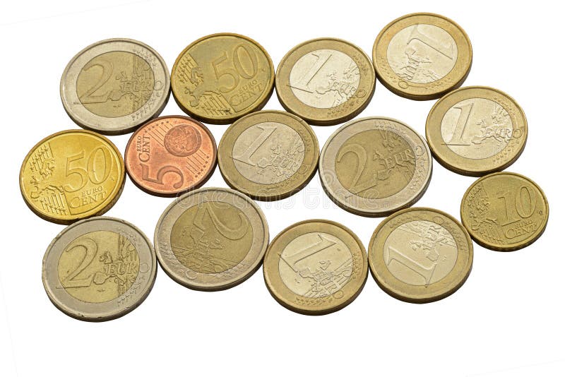 European Coins With One, Two And Five Cents Of Euro Stock Photo Image