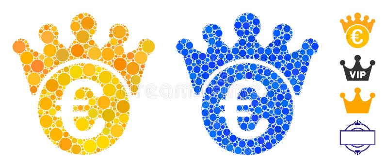 Euro Crown Composition Icon of Spheric Items vector illustration