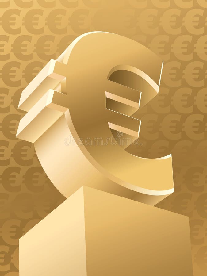 Gold monument symbol of euro, vector. Gold monument symbol of euro, vector