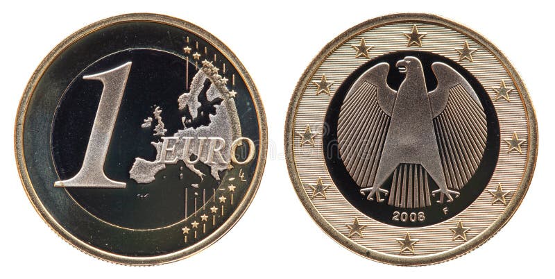 Euro 2008 della moneta 1 della Germania fotografia stock libera da diritti Euro 2008 della moneta 1 della Germania fotografia stock libera da diritti