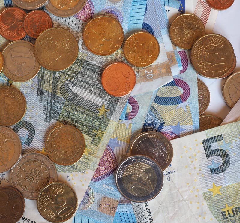 Euro Eur Notes And Coins European Union Eu Stock Image Image Of Save