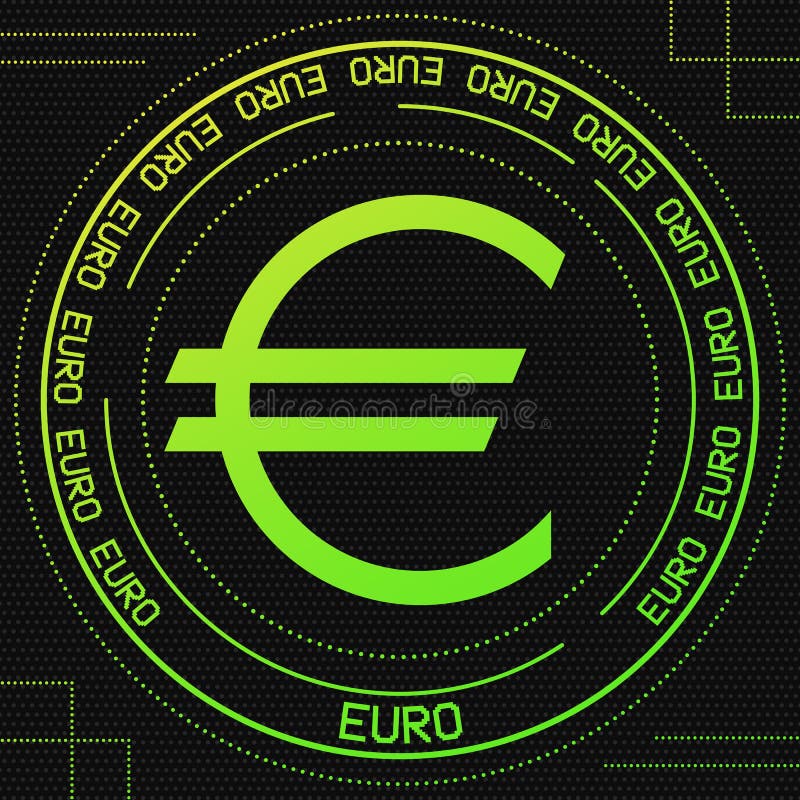 Euro EUR Symbol on Digital Themed Background. Modern Design Banner