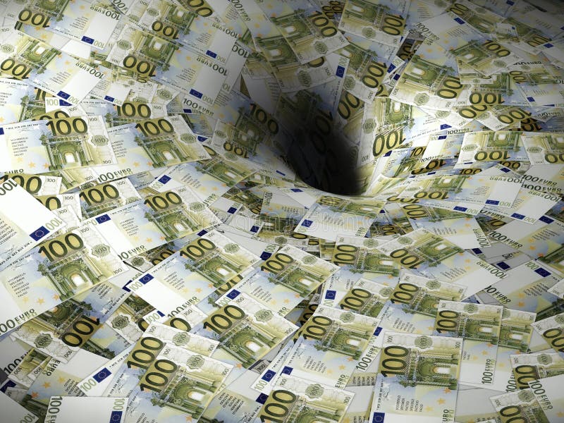 Euro flusso di soldi in buco nero