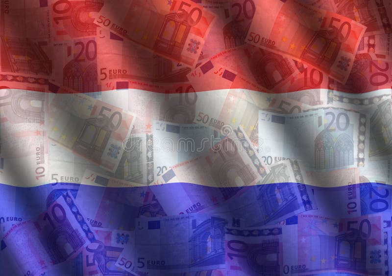 Euro increspati e bandierina olandese illustrazione vettoriale Euro increspati e bandierina olandese illustrazione vettoriale