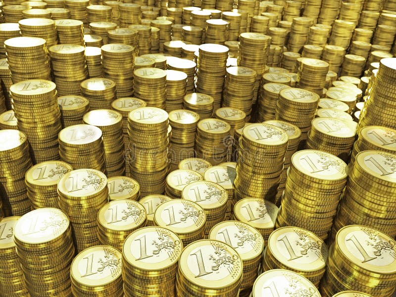 Euro monete in pile illustrazione di stock